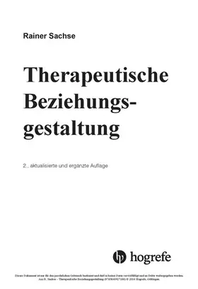 Sachse |  Therapeutische Beziehungsgestaltung | eBook | Sack Fachmedien