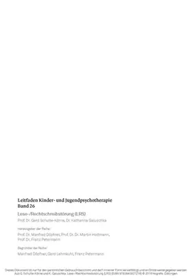 Schulte-Körne / Galuschka |  Lese-/Rechtschreibstörung (LRS) | eBook | Sack Fachmedien