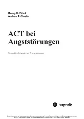 Eifert / Gloster | ACT bei Angststörungen | E-Book | www2.sack.de