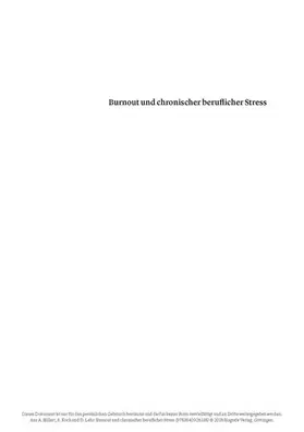 Koch / Hillert / Lehr |  Burnout und chronischer beruflicher Stress | eBook | Sack Fachmedien