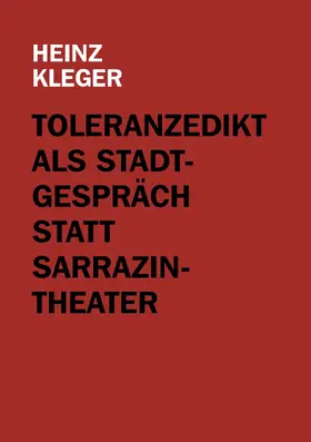 Kleger |  Toleranzedikt als Stadtgespräch statt Sarrazin-Theater | eBook | Sack Fachmedien