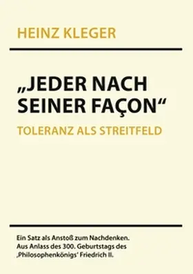 Kleger |  "Jeder nach seiner Façon" | Buch |  Sack Fachmedien