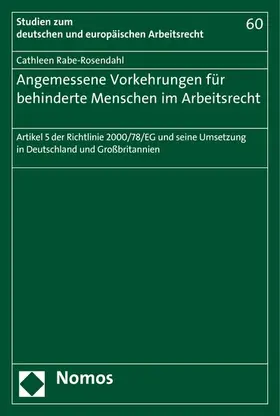 Rabe-Rosendahl | Angemessene Vorkehrungen für behinderte Menschen im Arbeitsrecht | E-Book | sack.de