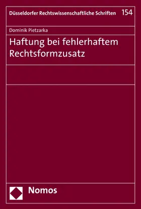 Pietzarka |  Haftung bei fehlerhaftem Rechtsformzusatz | eBook | Sack Fachmedien