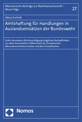 Surholt |  Amtshaftung für Handlungen in Auslandseinsätzen der Bundeswehr | Buch |  Sack Fachmedien