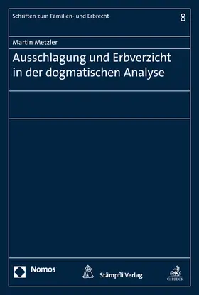 Metzler |  Ausschlagung und Erbverzicht in der dogmatischen Analyse | Buch |  Sack Fachmedien