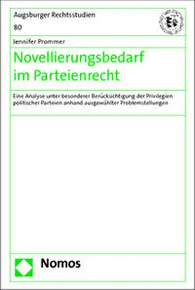 Prommer |  Novellierungsbedarf im Parteienrecht | Buch |  Sack Fachmedien