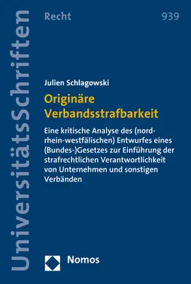 Schlagowski |  Originäre Verbandsstrafbarkeit | Buch |  Sack Fachmedien