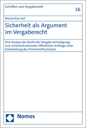 Voll |  Sicherheit als Argument im Vergaberecht | Buch |  Sack Fachmedien