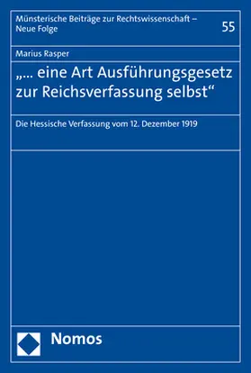 Rasper |  "… eine Art Ausführungsgesetz zur Reichsverfassung selbst" | Buch |  Sack Fachmedien