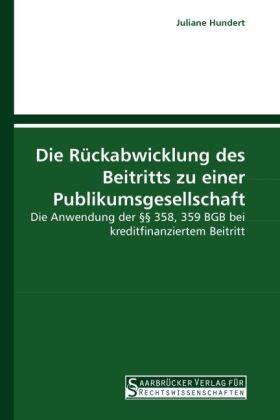 Hundert |  Die Rückabwicklung des Beitritts zu einer Publikumsgesellschaft | Buch |  Sack Fachmedien