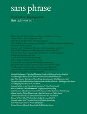 Dahlmann / Bitterolf / Scheit |  sans phrase Heft 11, Dezember 2017 | Buch |  Sack Fachmedien