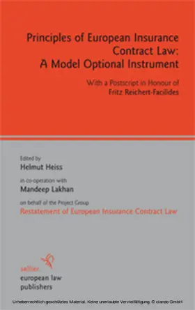 Heiss / Lakhan |  Principles of European Insurance Contract Law: A Model Optional Instrument | eBook | Sack Fachmedien