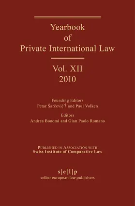 Bonomi / Romano / Sarcevic |  Yearbook of Private International Law | eBook | Sack Fachmedien