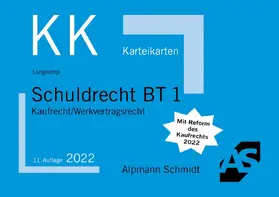 Langkamp |  Karteikarten Schuldrecht BT 1 | Buch |  Sack Fachmedien