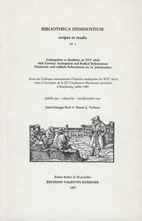Rott / Verheus |  Anabaptistes et dissidents au XVIe siècle | Buch |  Sack Fachmedien