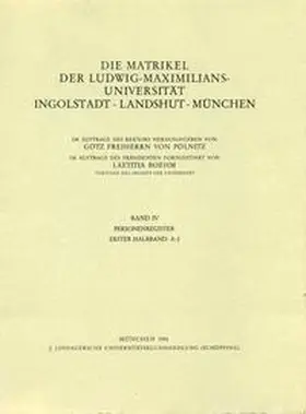 Buzàs / Boehm |  MATRIKEL LMU Band IV Personenregister | Buch |  Sack Fachmedien