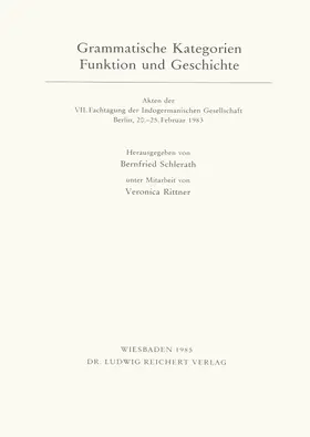 Schlerath |  Grammatische Kategorie – Funktion und Geschichte | Buch |  Sack Fachmedien