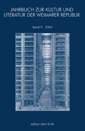  JAHRBUCH ZUR KULTUR UND LITERATUR DER WEIMARER REPUBLIK | Buch |  Sack Fachmedien