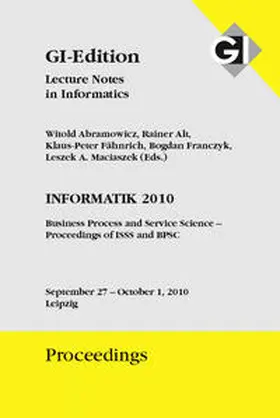Gesellschaft für Informatik e.V..Bonn / Abramowicz / Alt |  GI Edition Proceedings Band 177 3 Informatik 2010 | Buch |  Sack Fachmedien