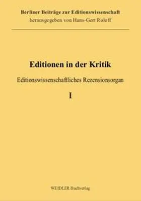 Roloff |  Editionen in der Kritik 1 | Buch |  Sack Fachmedien
