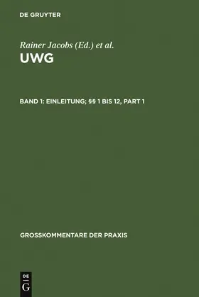 Schünemann / Schricker / Brandner |  Einleitung; §§ 1 bis 12 | Buch |  Sack Fachmedien