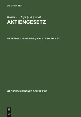 Kort / Roth / Hopt |  §§ 84-91; Nachtrag zu § 93 | Buch |  Sack Fachmedien