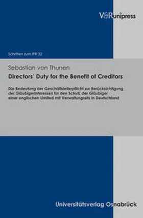 Thunen |  Directors' Duty for the Benefit of Creditors | Buch |  Sack Fachmedien