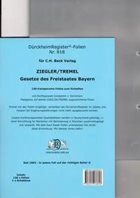 Dürckheim |  DürckheimRegister®-FOLIEN ZIEGLER/TREMEL Gesetze des Freistaates Bayern | Sonstiges |  Sack Fachmedien