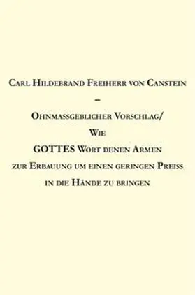 Canstein |  Ohnmaßgeblicher Vorschlag | Buch |  Sack Fachmedien