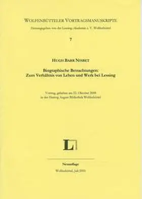 Nisbet |  Biographische Betrachtungen: Zum Verhältnis von Leben und Werk bei Lessing. | Buch |  Sack Fachmedien