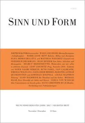  Sinn und Form 6/2017 | Buch |  Sack Fachmedien