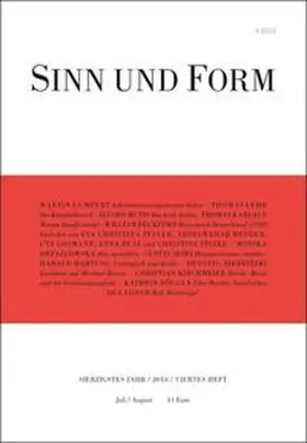  Sinn und Form 4/2018 | Buch |  Sack Fachmedien