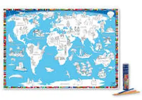 Schönhoff / Krüger |  Malkarte Welt Poster mit 12 hochwertigen Buntstiften in dekorativer Buntstiftdose | Sonstiges |  Sack Fachmedien