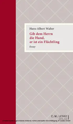 Walter |  Gib dem Herrn die Hand, er ist ein Flüchtling | eBook | Sack Fachmedien