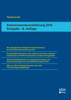 Arndt |  Einkommensteuererklärung 2016 Kompakt | eBook | Sack Fachmedien
