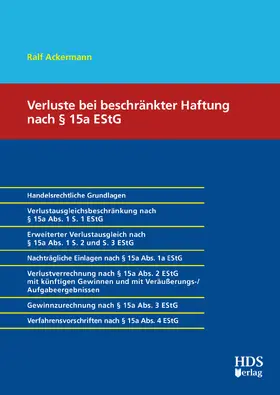 Ackermann |  Verluste bei beschränkter Haftung nach § 15a EStG | eBook | Sack Fachmedien
