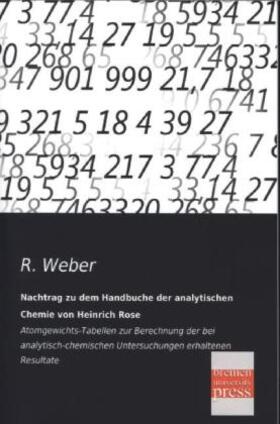 Weber |  Nachtrag zu dem Handbuche der analytischen Chemie von Heinrich Rose | Buch |  Sack Fachmedien