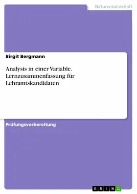 Bergmann |  Analysis in einer Variable. Lernzusammenfassung für Lehramtskandidaten | eBook | Sack Fachmedien