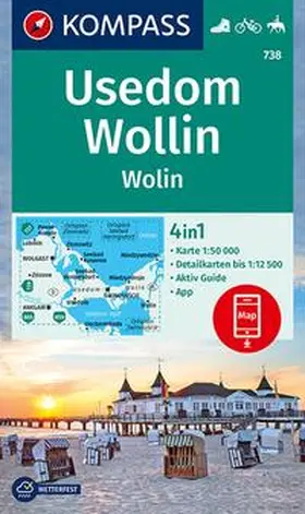  KOMPASS Wanderkarte 738 Insel Usedom - Insel Wollin/Wolin 1:50.000 | Sonstiges |  Sack Fachmedien