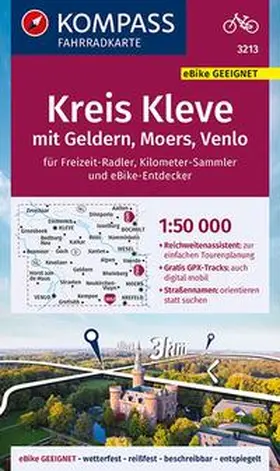  KOMPASS Fahrradkarte 3213 Kreis Kleve mit Geldern, Moers, Venl 1:50.000 | Sonstiges |  Sack Fachmedien