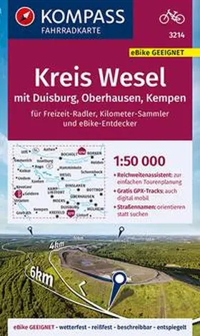  KOMPASS Fahrradkarte 3214 Kreis Wesel mit Duisburg, Oberhausen, Kempen 1:50.000 | Sonstiges |  Sack Fachmedien