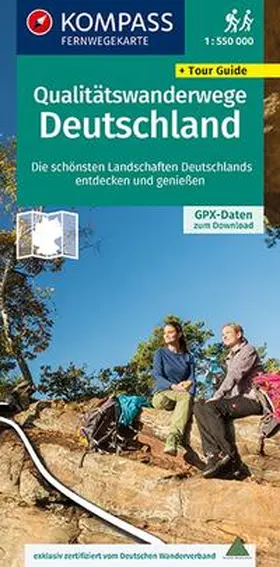  KOMPASS Fernwegekarte Qualitätswanderwege Deutschland 1:550.000 | Sonstiges |  Sack Fachmedien
