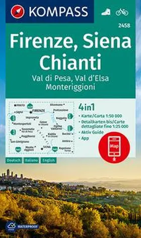  KOMPASS Wanderkarte 2458 Firenze, Siena, Chianti, Val di Pesa, Val d'Elsa, Monteriggioni 1:50.000 | Sonstiges |  Sack Fachmedien