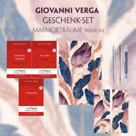 EasyOriginal Verlag / Verga |  Giovanni Verga Geschenkset - 3 Bücher (mit Audio-Online) + Marmorträume Schreibset Premium | Buch |  Sack Fachmedien