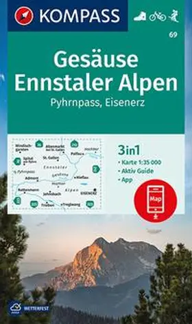  KOMPASS Wanderkarte 69 Gesäuse, Ennstaler Alpen, Pyhrnpass, Eisenerz 1:35.000 | Sonstiges |  Sack Fachmedien