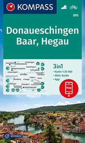  KOMPASS Wanderkarte 895 Donaueschingen, Baar, Hegau 1:35.000 | Sonstiges |  Sack Fachmedien