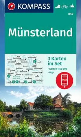  KOMPASS Wanderkarten-Set 849 Münsterland (3 Karten) 1:50.000 | Sonstiges |  Sack Fachmedien