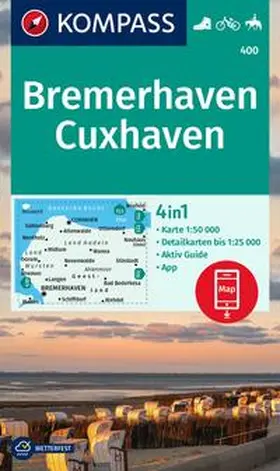  KOMPASS Wanderkarte 400 Bremerhaven-Cuxhaven 1:50.000 | Sonstiges |  Sack Fachmedien