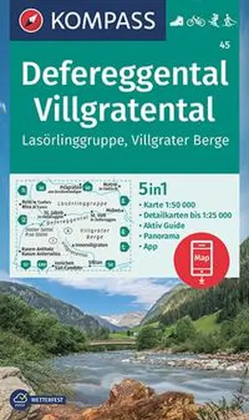  KOMPASS Wanderkarte 45 Defereggental, Villgratental, Lasörlinggruppe, Villgrater Berge 1:50.000 | Sonstiges |  Sack Fachmedien